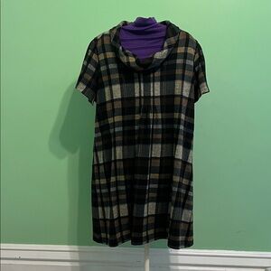 Plaid Cowl Neck Dress